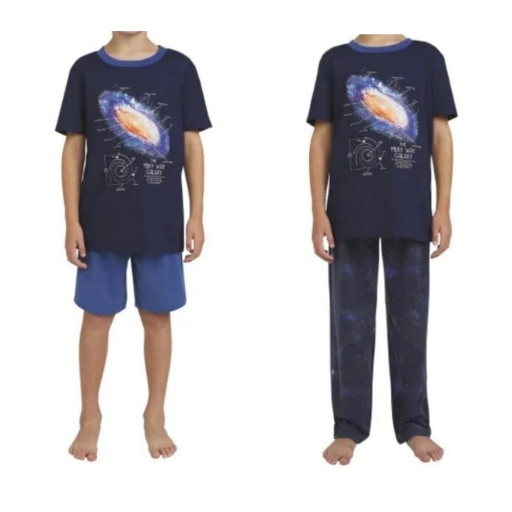 Lands' End Blue and Orange Pajama Set Comfortable Cotton Blend